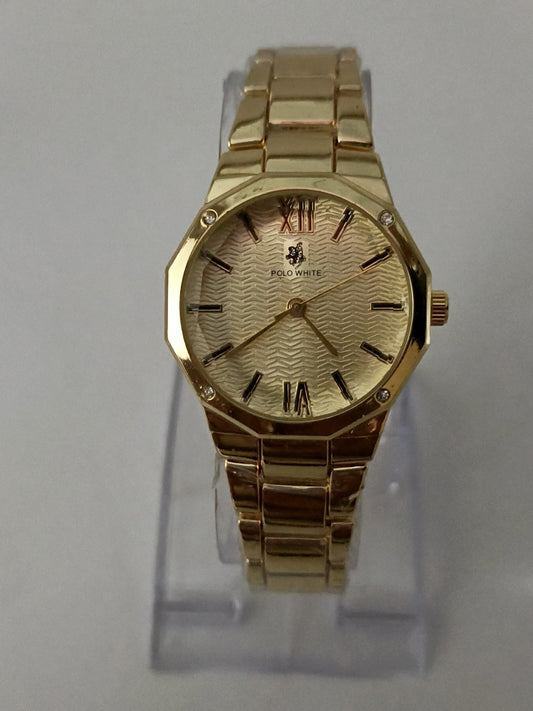 Polo Golden White Design Female Watch