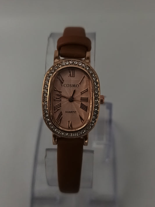 ⌚Cosmo Brown Strap Female Watch